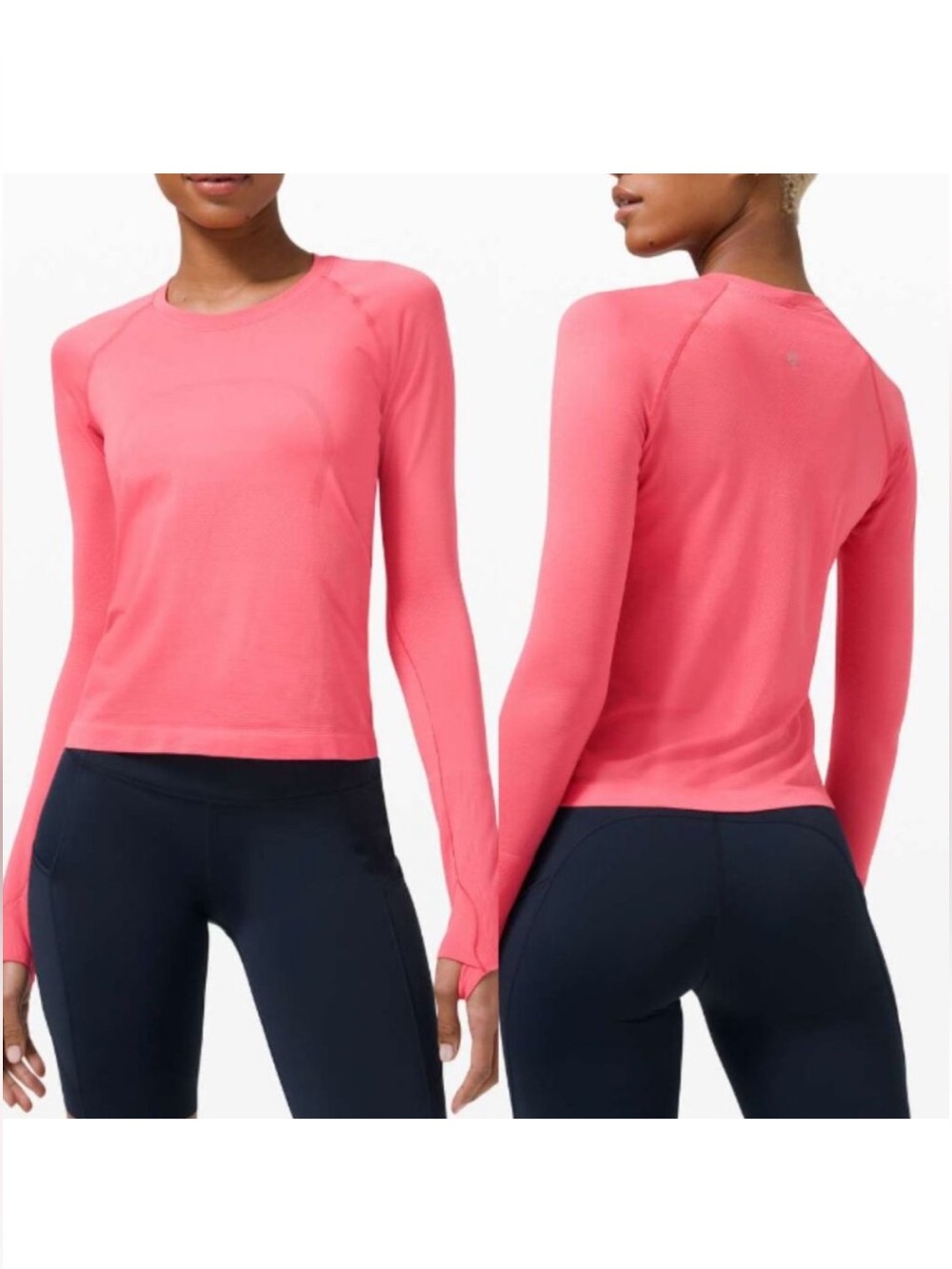 Lululemon Coral Pink Swiftly Tech Long Sleeve Race Length Top size 2